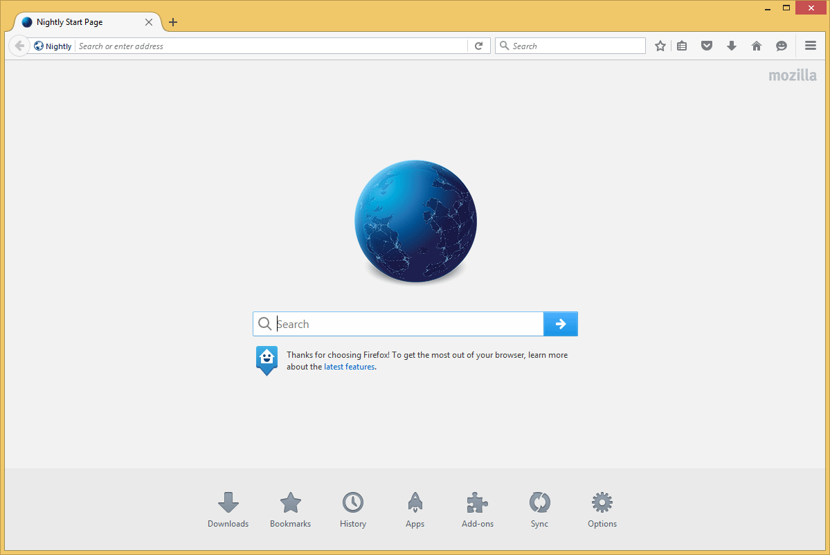 Firefox Nightly's screenshot