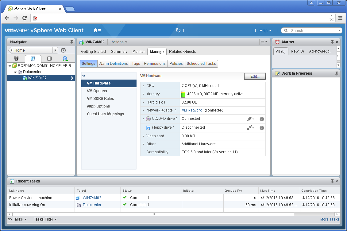 vSphere Web Client's screenshot
